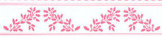 Dollhouse Miniature Wallpaper:1/2" Scale Border Acorns, Pink On White